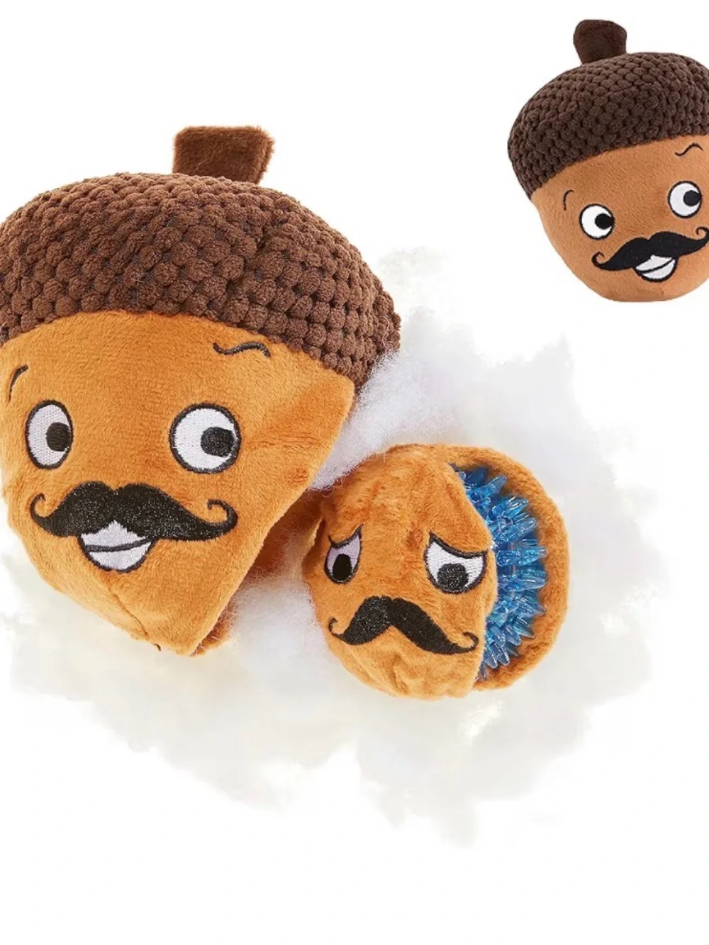 Bark Plush Acorn Toy with Mustache – Brown and Tan